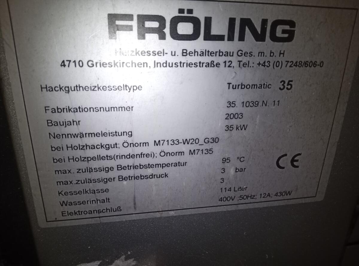 Verkaufe Hackschnitzelheitzung Fröling Turbomatic 2