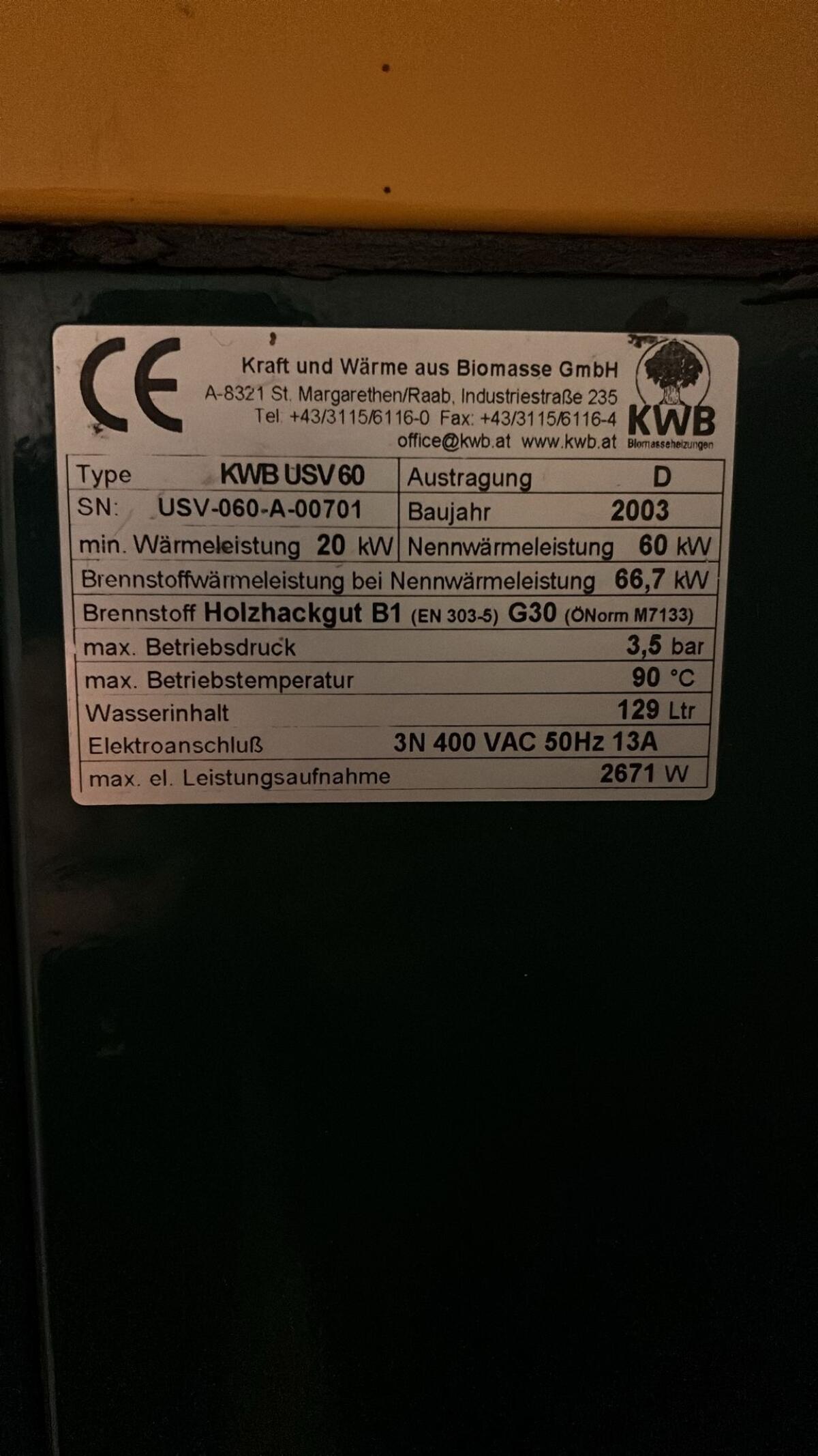 KWB Hackgutheizung 60 kW 2