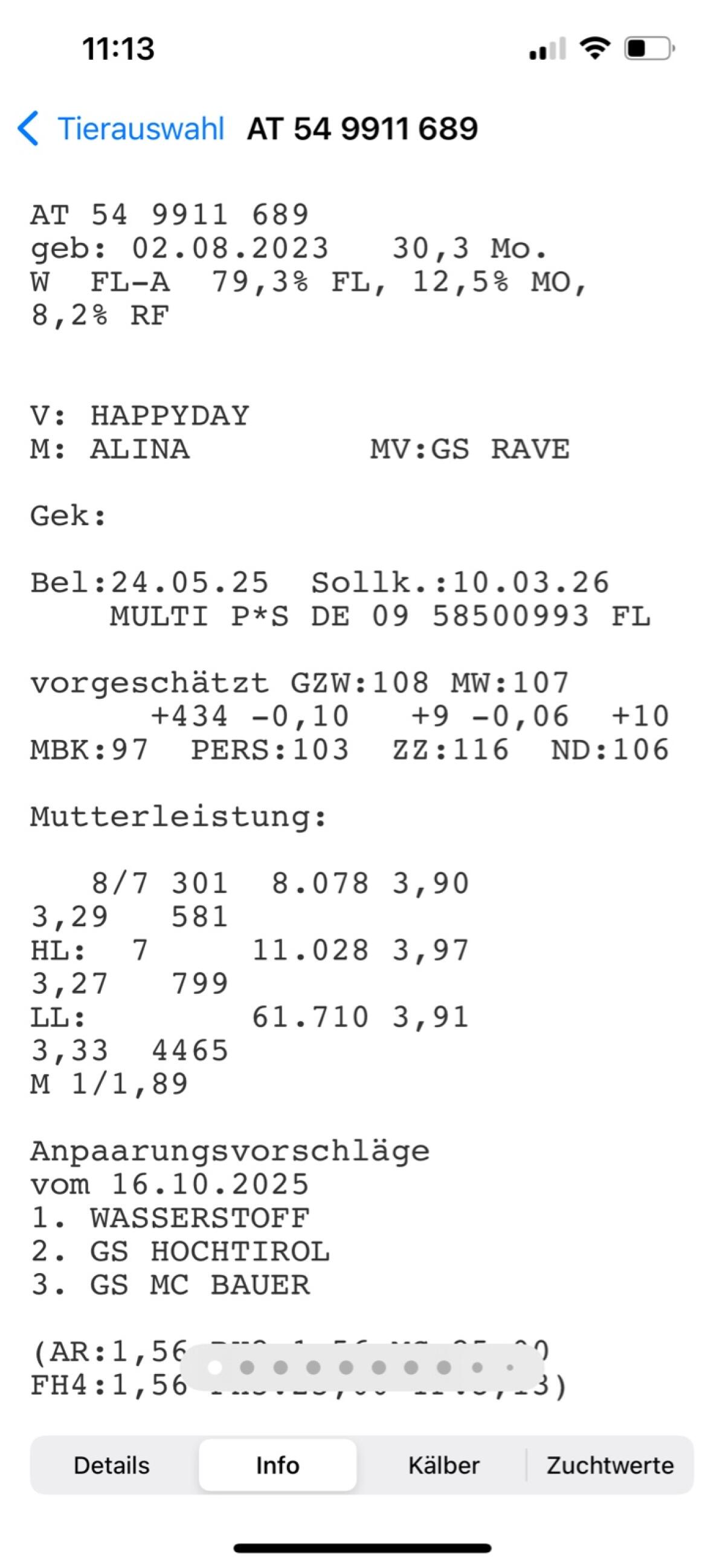 2 fv kalbinen trächtig. 3