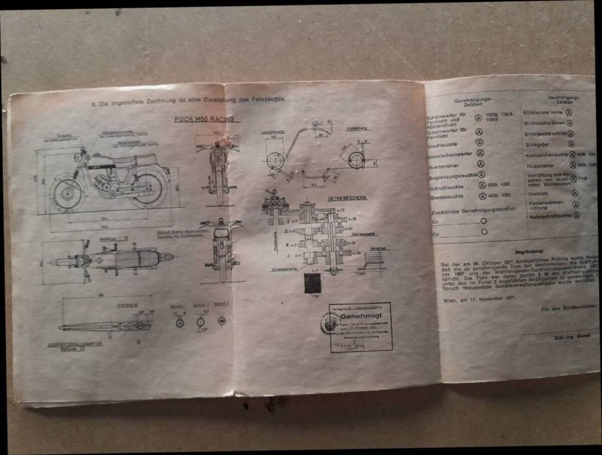 Puch M 50 Racing, Typenschein, Moped-Papiere 3