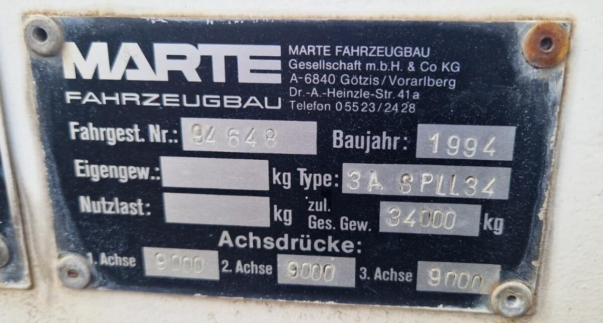 Sattelauflieger Plateau 13,60m Marte 3