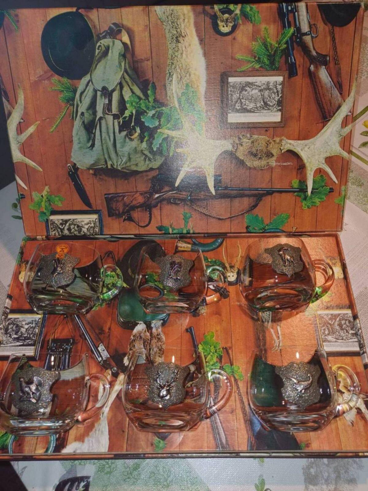 Vintage Jagd Set Gläser 2