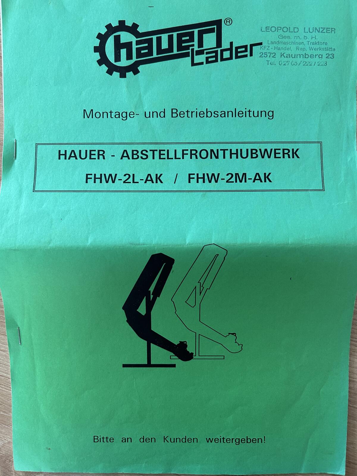 Fronthydraulik Hauer FHW 2L-AK 3