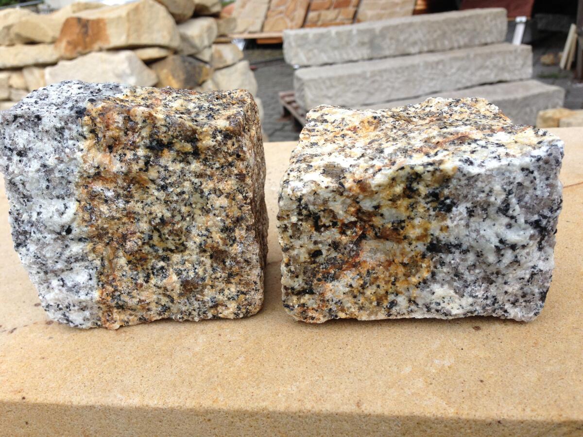 Pflastersteine gespalten Granit grau-gelb Kopfsteinpflaster 3
