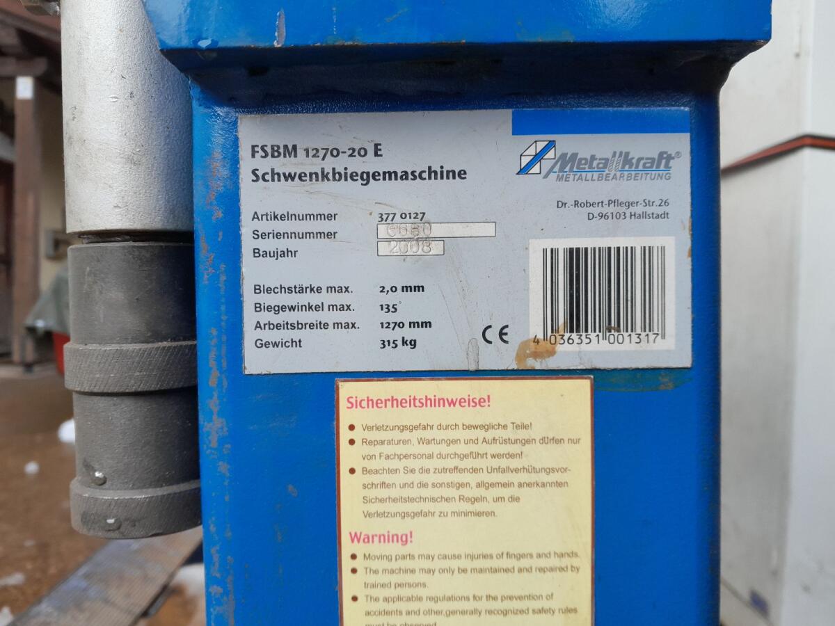 Segment-Biegemaschine FSBM 1270-20 E 3