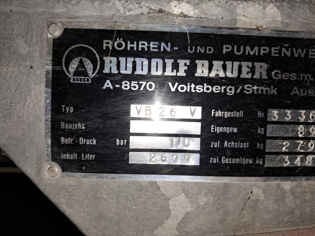 Güllefass Bauer 2.600 l 3