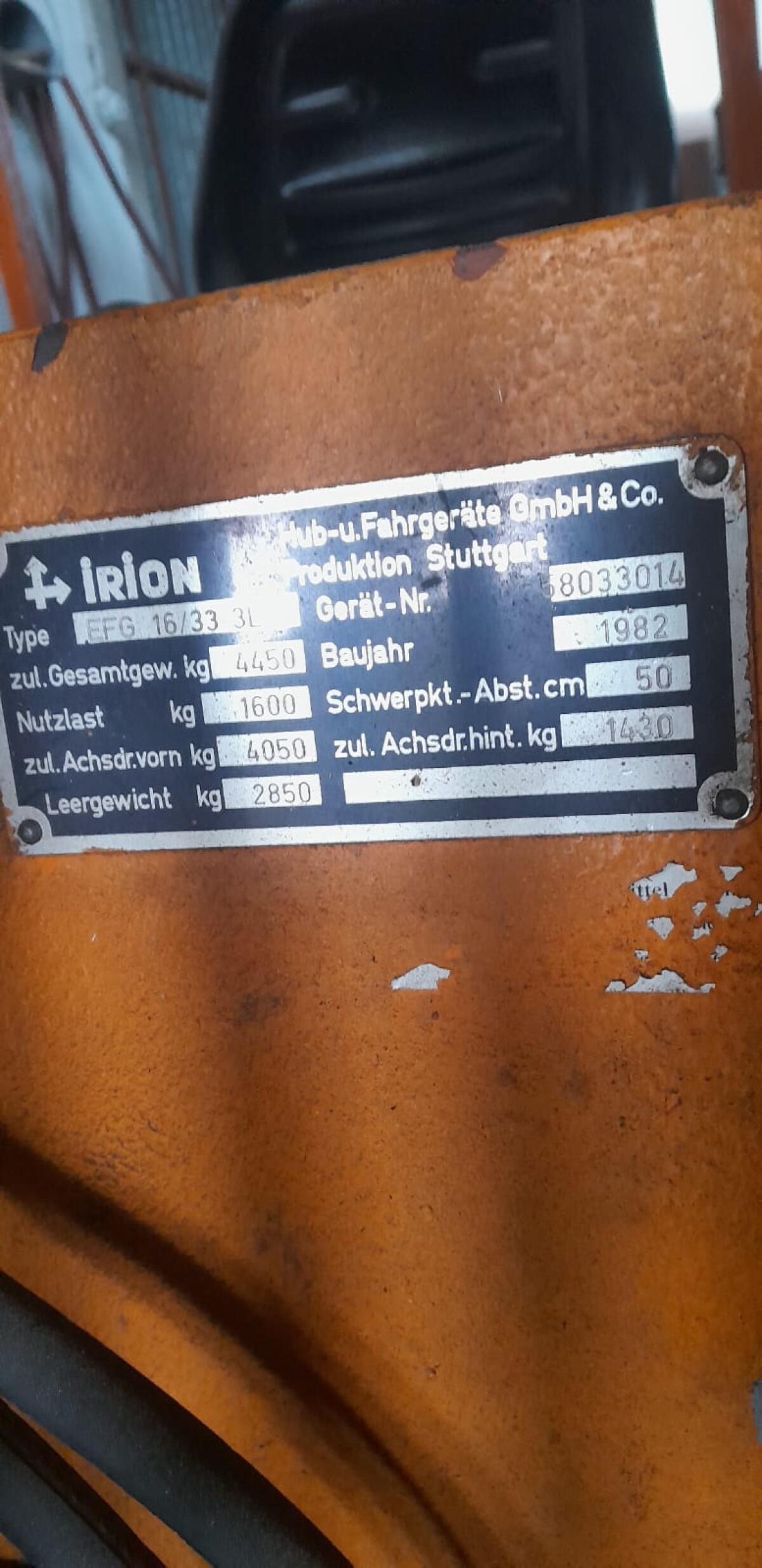 Elektrostapler IRION EFG 16/33-3L 3