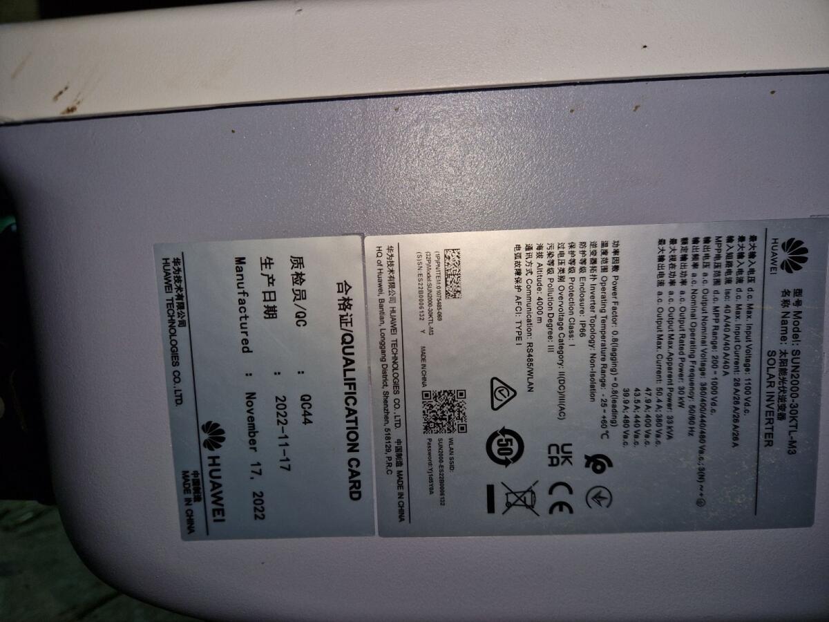 Wechselrichter 30 kWp Huawei KTL 30 SUN 2000 3