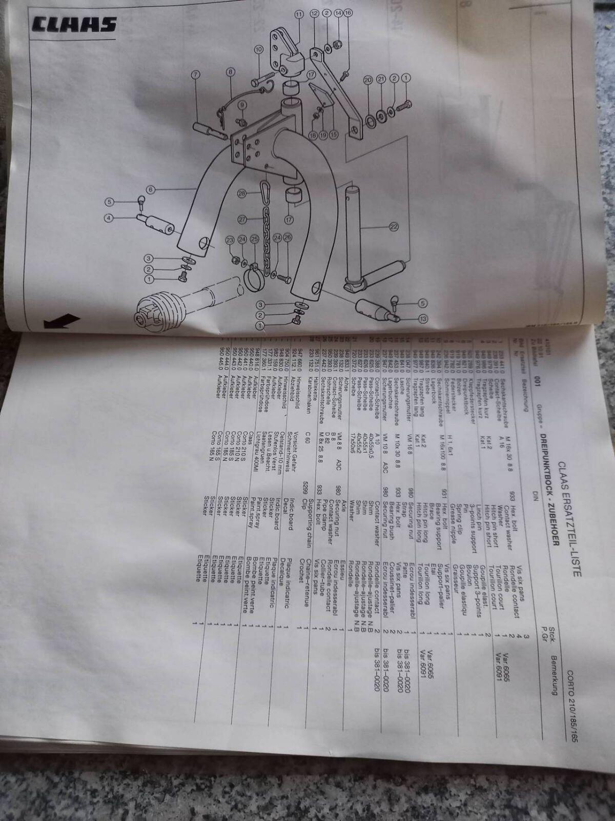 Claas Mähwerk Ersatzteilliste 3