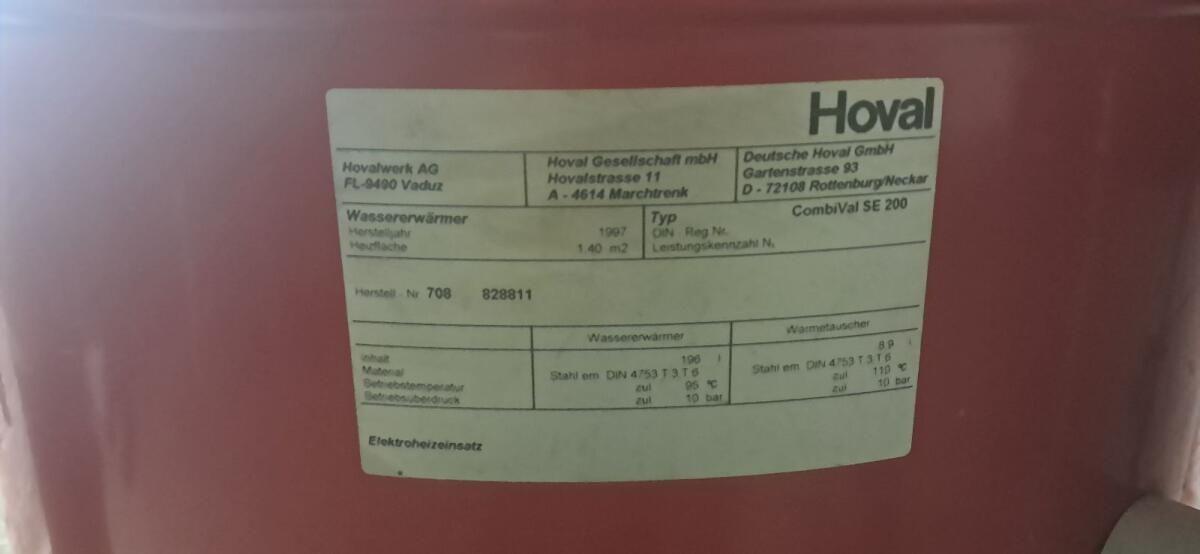 Hoval Boiler 198 l 3
