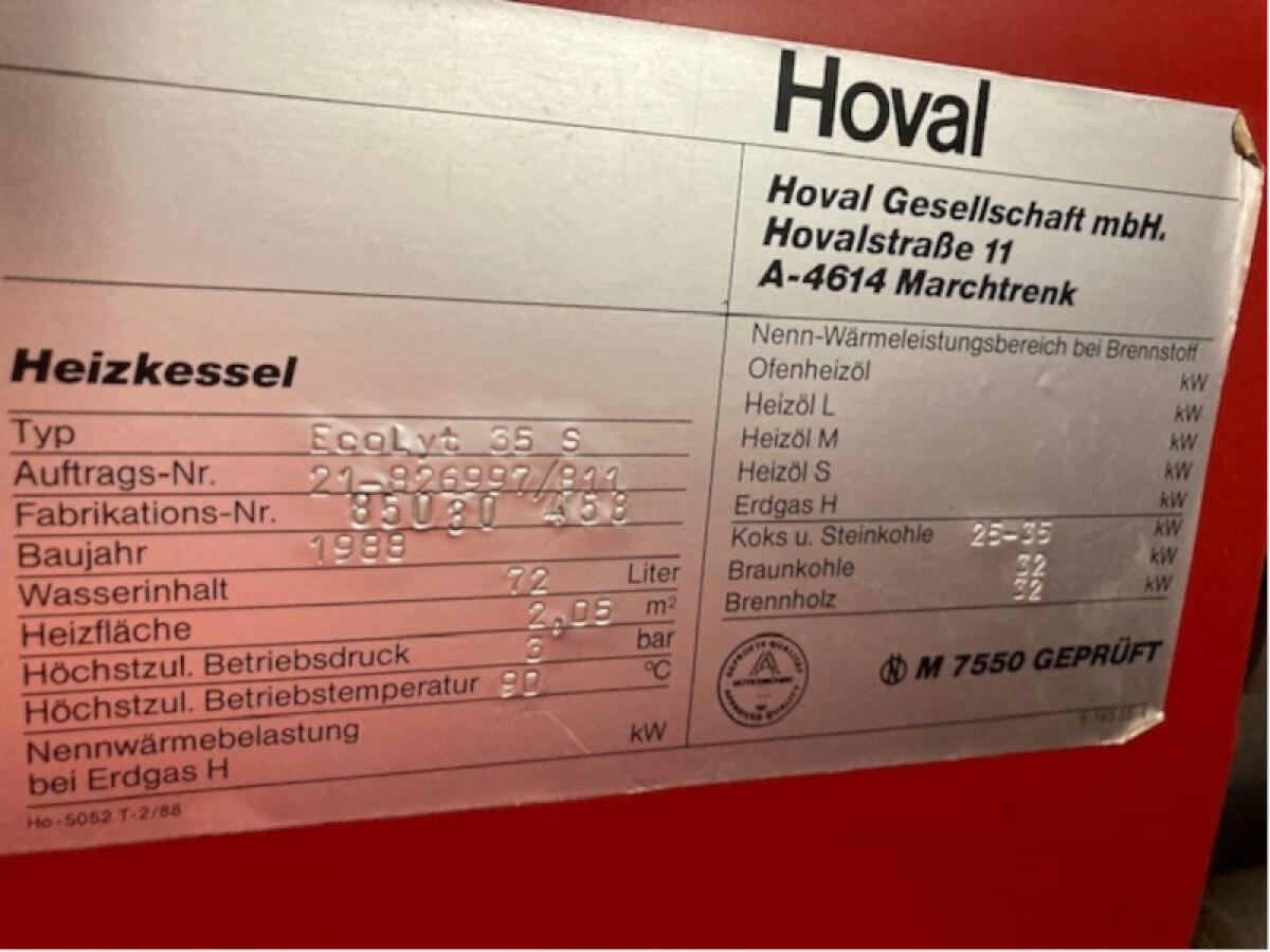 Heizkessel Hoval Ecolyt 2