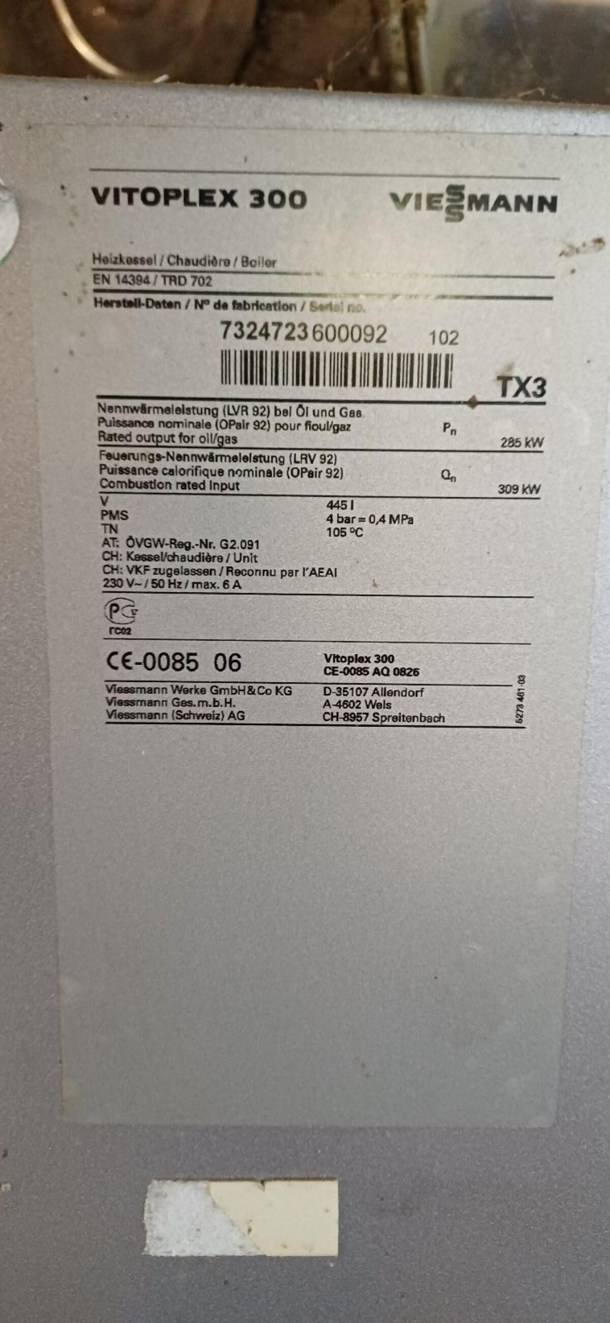 Ölheizung 285KW Viessmann 3