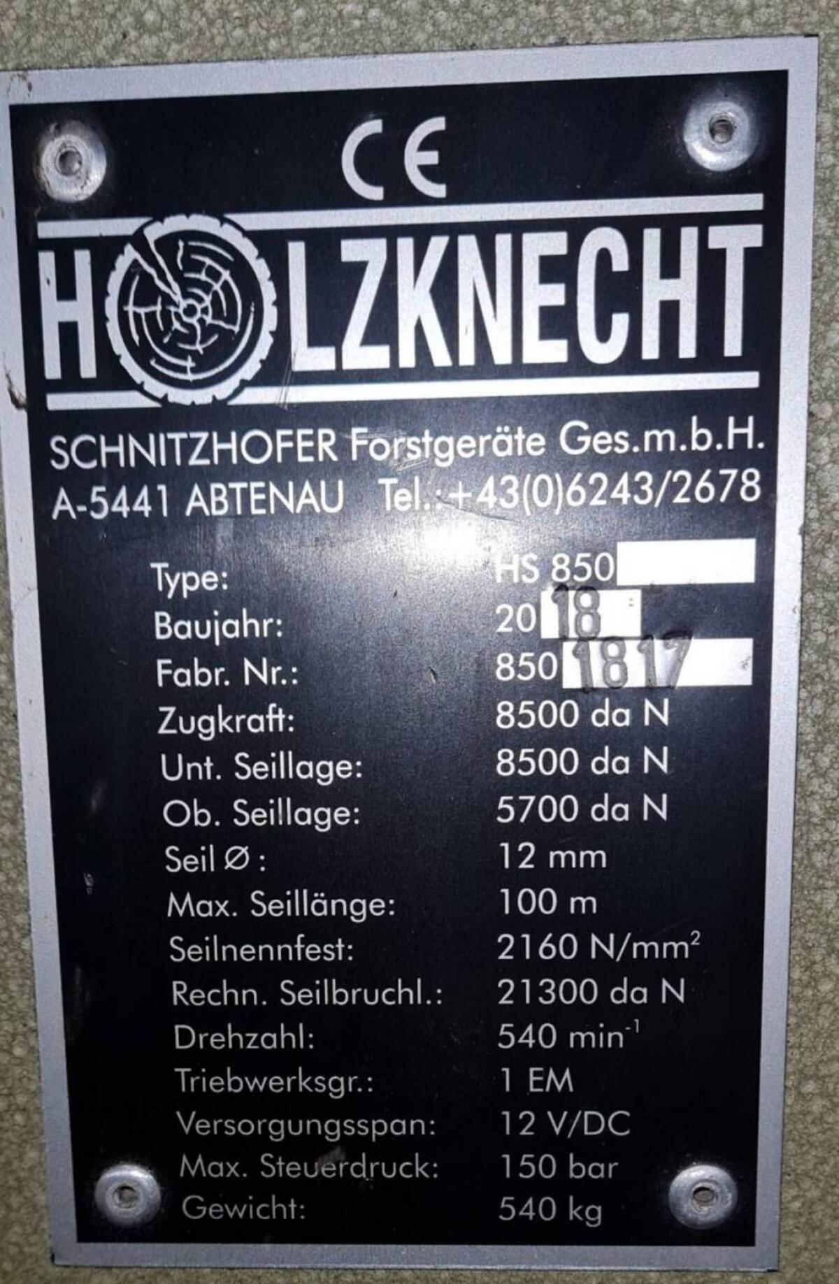 Seilwinde Holzknecht HS 850 2