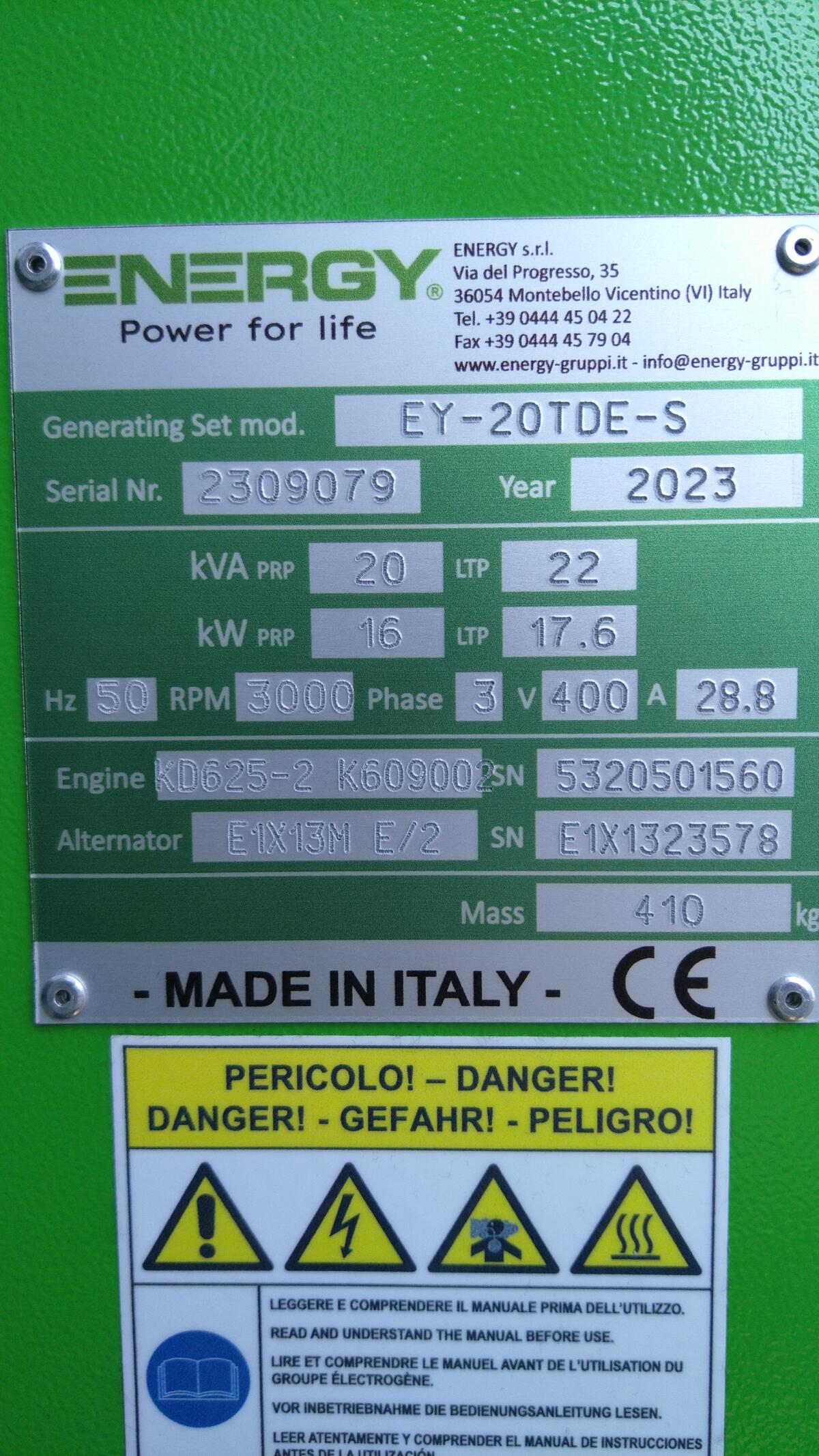 Stromaggregat Energy EY-20TDE-S 2