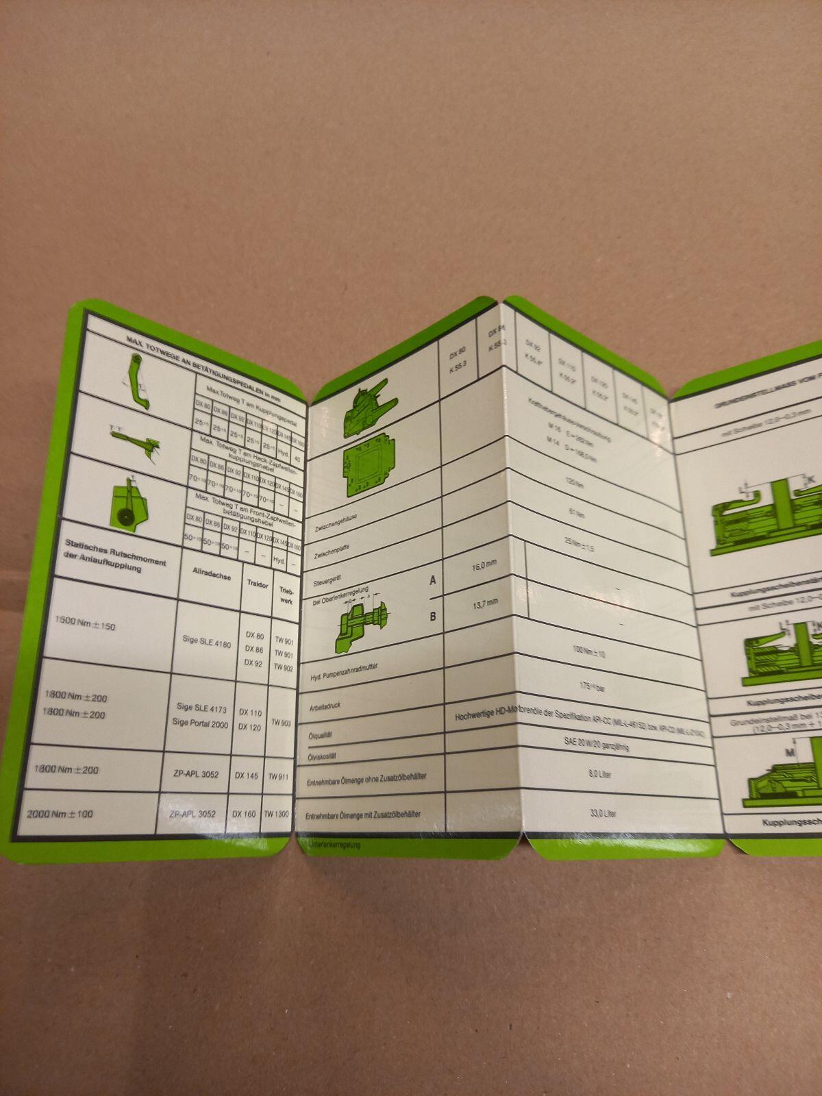 Einstellwerte Deutz Traktor DX 2