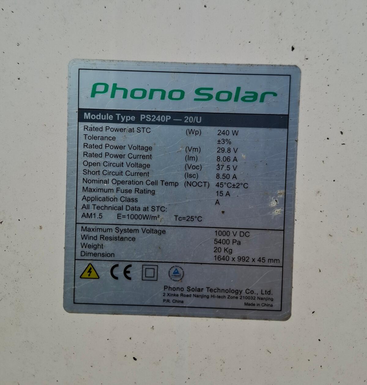 PV Module Phono Solar 240P 2