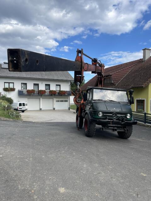 Mercedes Benz Unimog 403 Cabrio mit Hiab Kran
