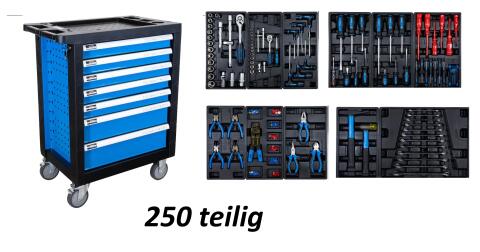 Werkstattwagen bestückt, 250-teilig, 7 Laden, Neu