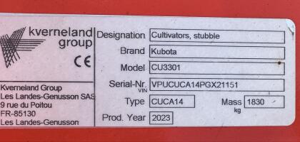 Grubber 3m Kubota CU3301