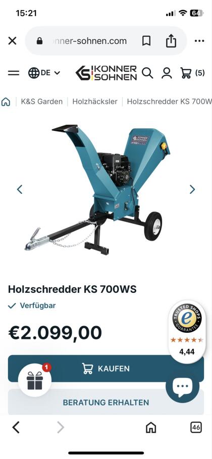 Holzschredder KS 700 PS der Firma Könner und Söhnen