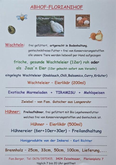 Hühner, Wachteln, Holz, Eier, diverse