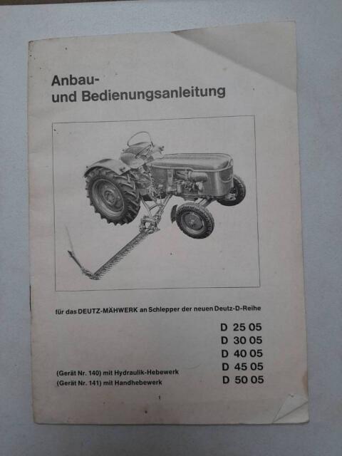 Anbau- und Betriebsanleitung Mähbalken Deutz 2505-5005