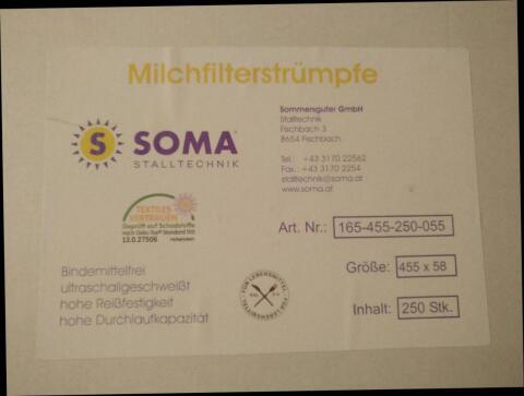 Milchfilterstrümpfe 455 x 58 mm