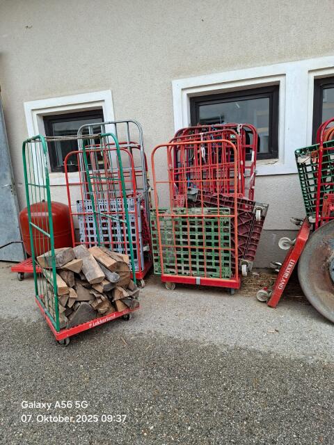 Wagerl für Brennholz, Rollcontainer