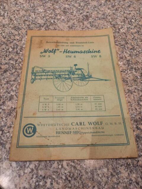 Betriebsanleitung und Ersatzteilliste Wolf Heumaschine