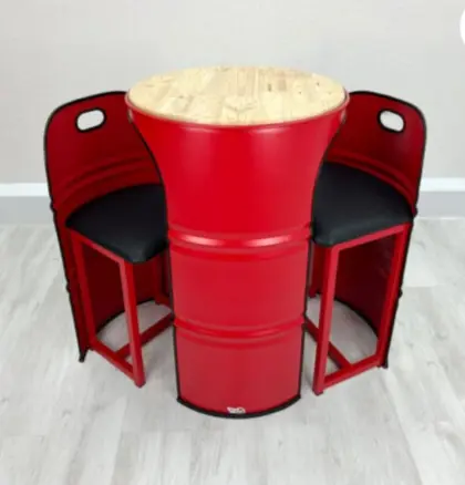 Ölfass Tisch mit Stühlen, Stehtisch