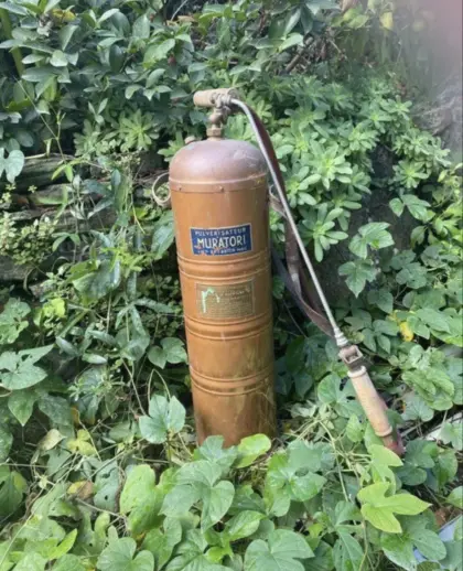 Antik Kupfer Drucksprühflasche, Gartenspritze, Sprühgerät, D