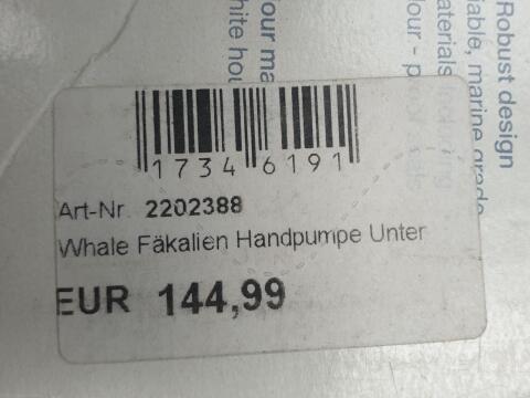 Whale Mk 5 Handpumpe – Robuste Fäkalien-Schmutzwasserpumpe