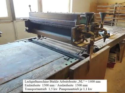Lackgießmaschine Bürkle Schreinerei Tischlerei