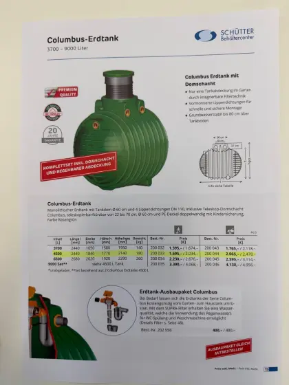 Neuwertige Erdtanks zur Wasserspeicherung