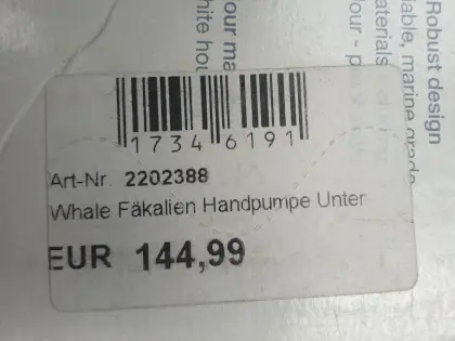 Whale Mk 5 Handpumpe – Robuste Fäkalien-Schmutzwasserpumpe
