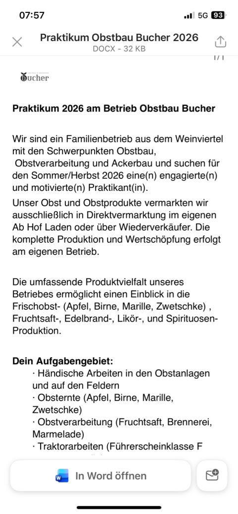 Praktikum für Sommer Herbst 2026