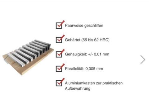 Parallelunterlagen-Set, 18-teilig, Länge 150 mm, Breite 8,5 mm