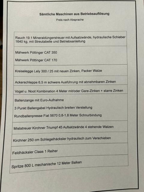 Maschinen aus Betriebsauflösung