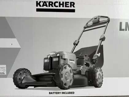 Kärcher Akku-Rasenmäher Heckenschere und Rasentrimmer