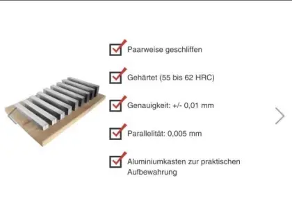 Parallelunterlagen-Set, 18-teilig, Länge 150 mm, Breite 8,5 mm