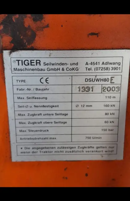 Tiger DSUWH80E inkl. HaFo Hilfswinde