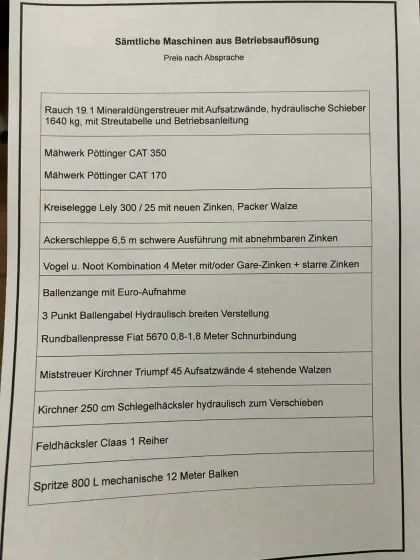 Maschinen aus Betriebsauflösung