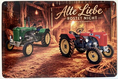 Blechschild 30x20cm Steyr 15er und 18er in Scheune