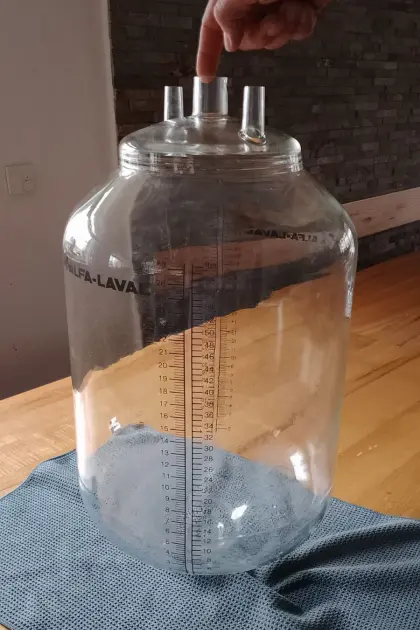 Alfa-Laval Glas Sammelbehälter, Milchbalon, Milchmessung