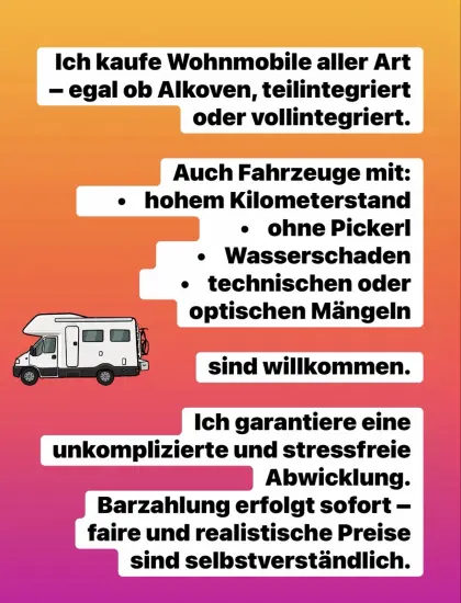 Kaufe alle Wohnmobile an