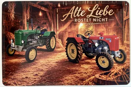 Blechschild 30x20cm Steyr 15er und 18er in Scheune