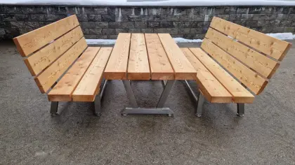 Edelstahl Lärchenholz Sitzbank mit Tisch