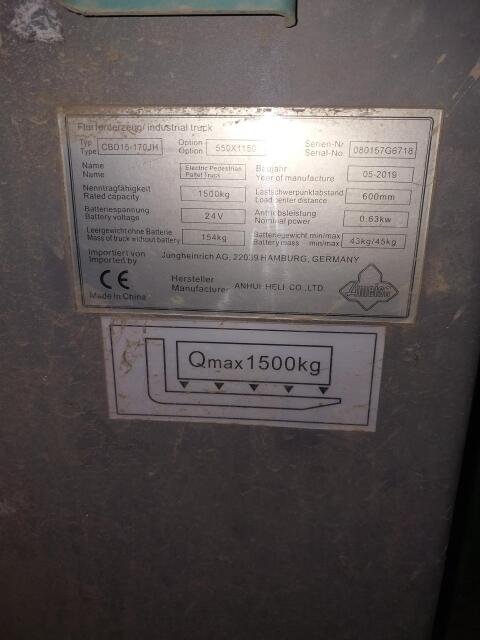 Verkaufe el. Hubwagen mit 1.500 kg Nutzlast