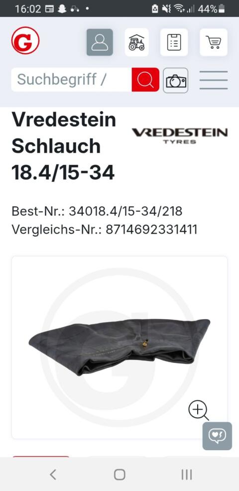 Reifenschlauch für 460/85-34 bzw. 520/70-34