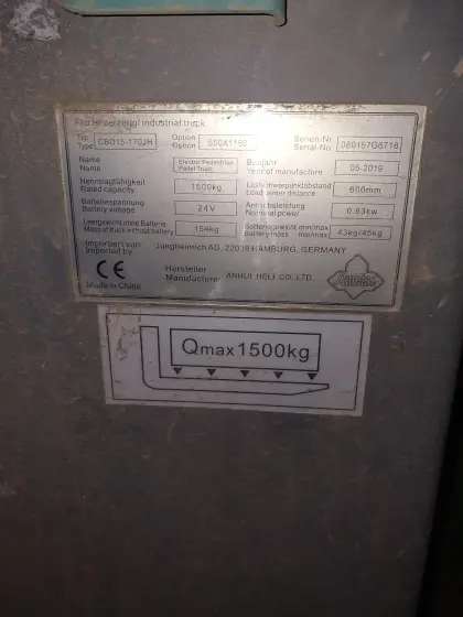 Verkaufe el. Hubwagen mit 1.500 kg Nutzlast